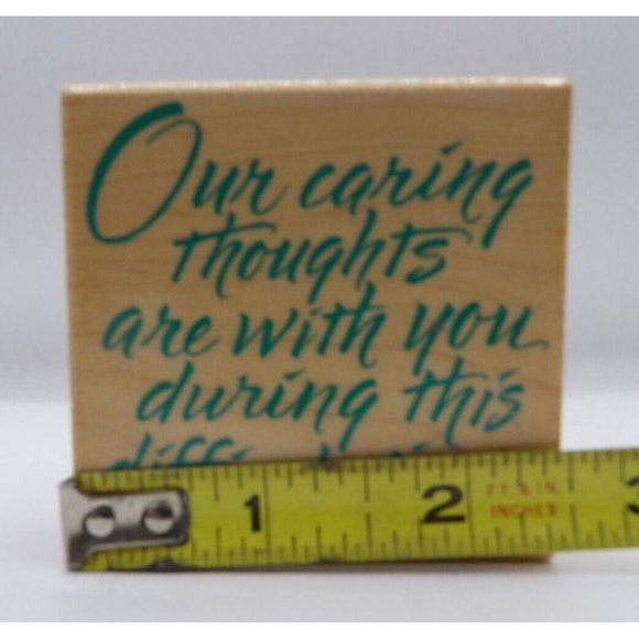 Stamp Wooden Our Caring Thoughts Hero Arts ©1996 2 1/2" x 2 1/2" Cursive - Picture 2 of 4